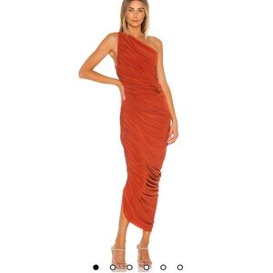 Norma Kamali One-Shoulder Terracotta Dress